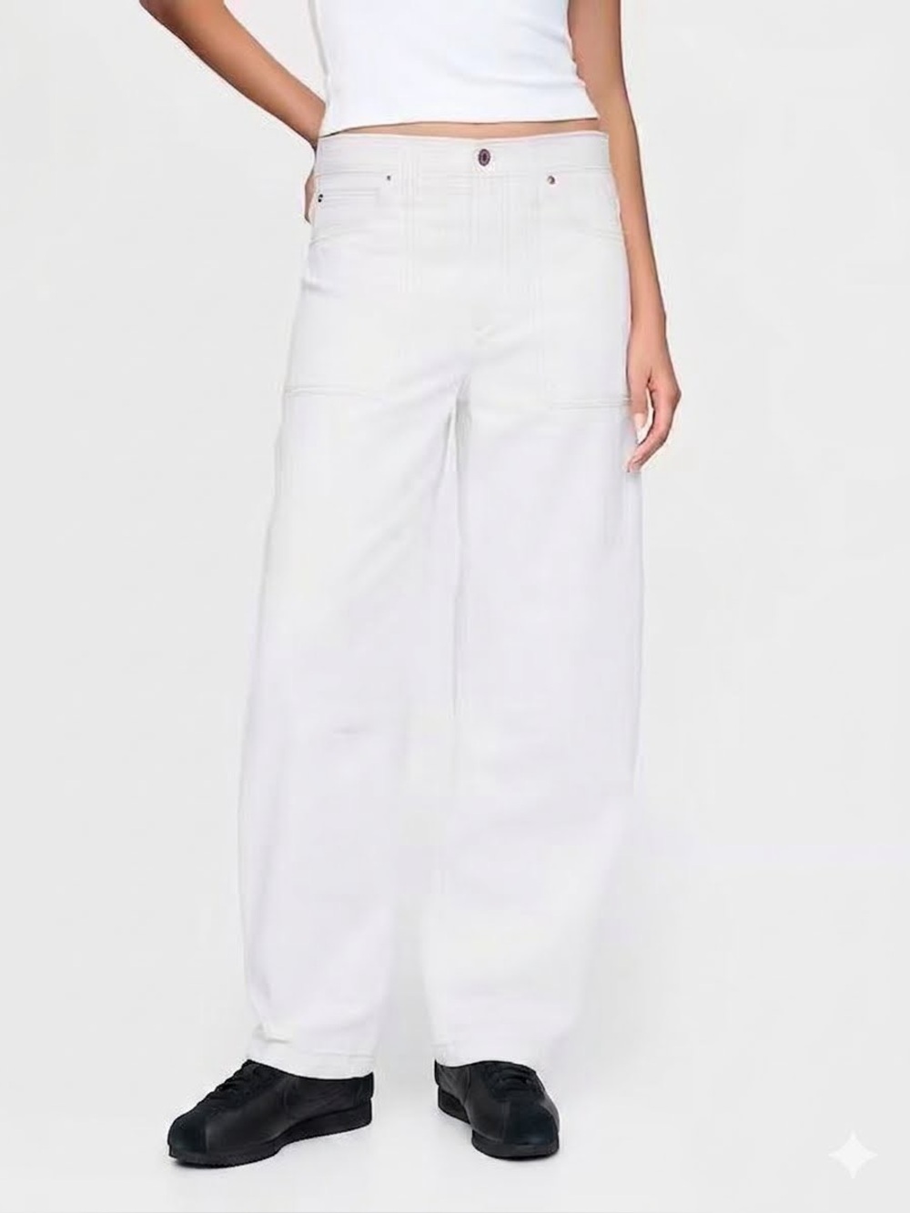 GAP White Wide Leg Barrel Carpenter Jeans Size 33 16 Tall